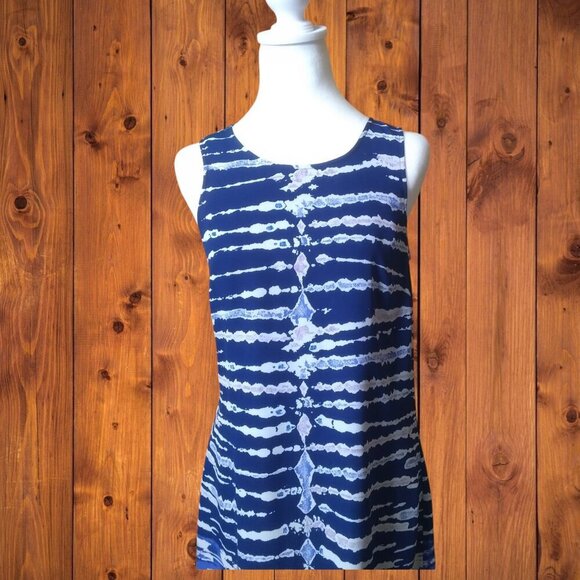 Saint Tropez West Women's Size 2 Zip Back Sleeveless Shift Dress Blue White - Picture 2 of 5